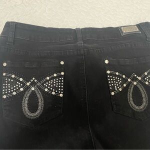 Embellished Earl Black Jeans, 16W, 23” inseam